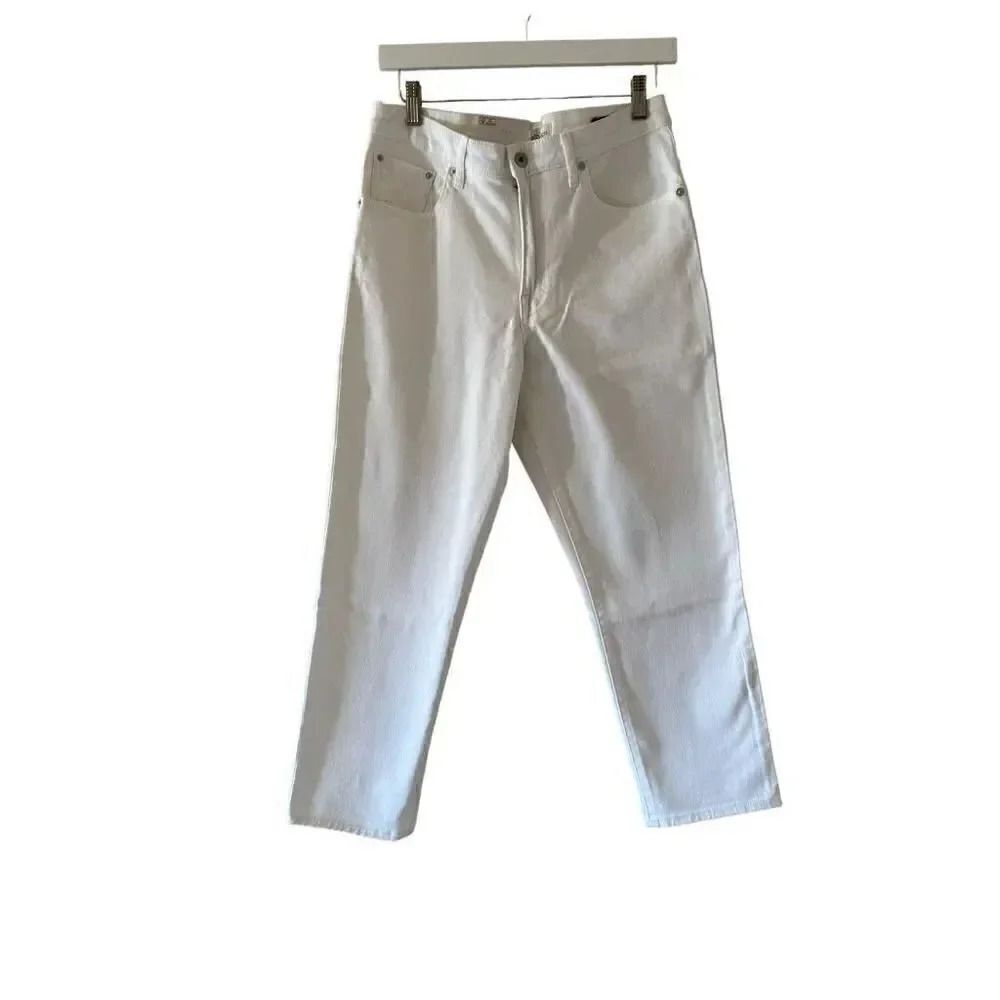 Ella Moss High Rise Slim Straight Ankle  Leg Pockets White Solid SZ 8/29 #1910